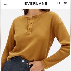 Everlane The Organic Cotton Waffle Henley - Golden Brown